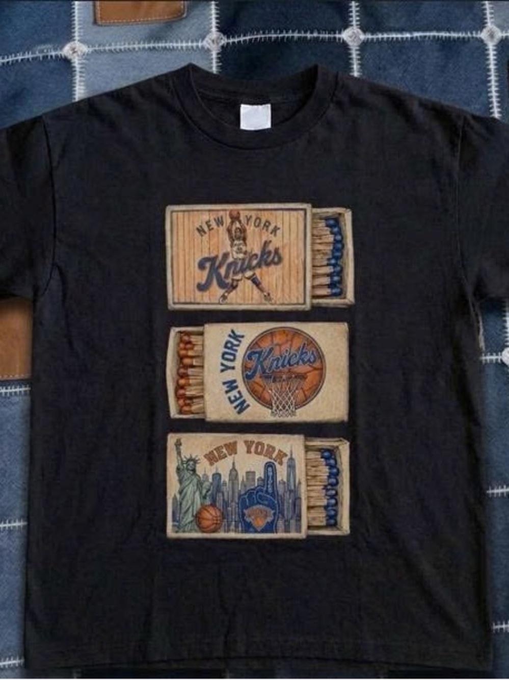 Gildan Black New York Knicks Matchbox Graphic Tee